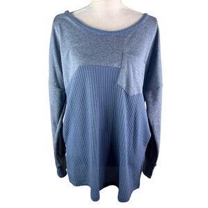 Weekend Suzanne Betro Top Blue Waffle XL New